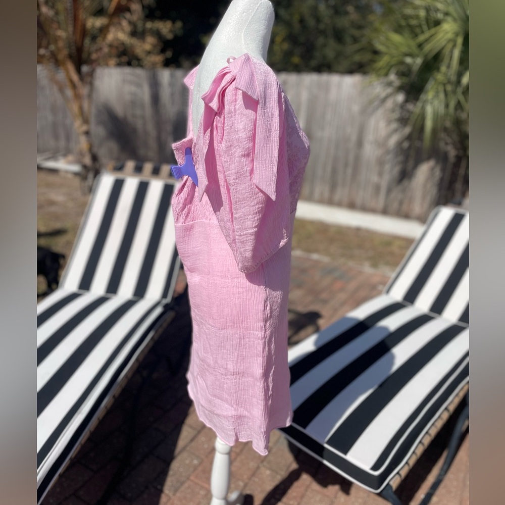 & Other Stories Pink Puff Sleeve Mini Dress Size 10 - Picture 6 of 13